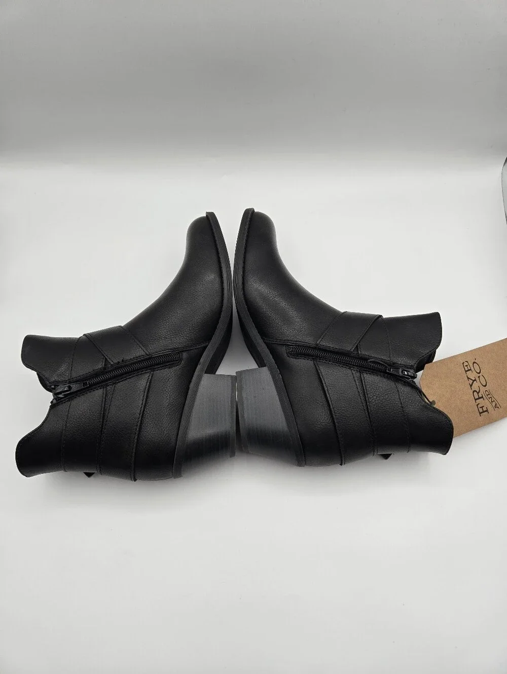 NEW Frye & Co Bellame Black Side Zip Ankle Boots Size 7.5 Moto Western Goth